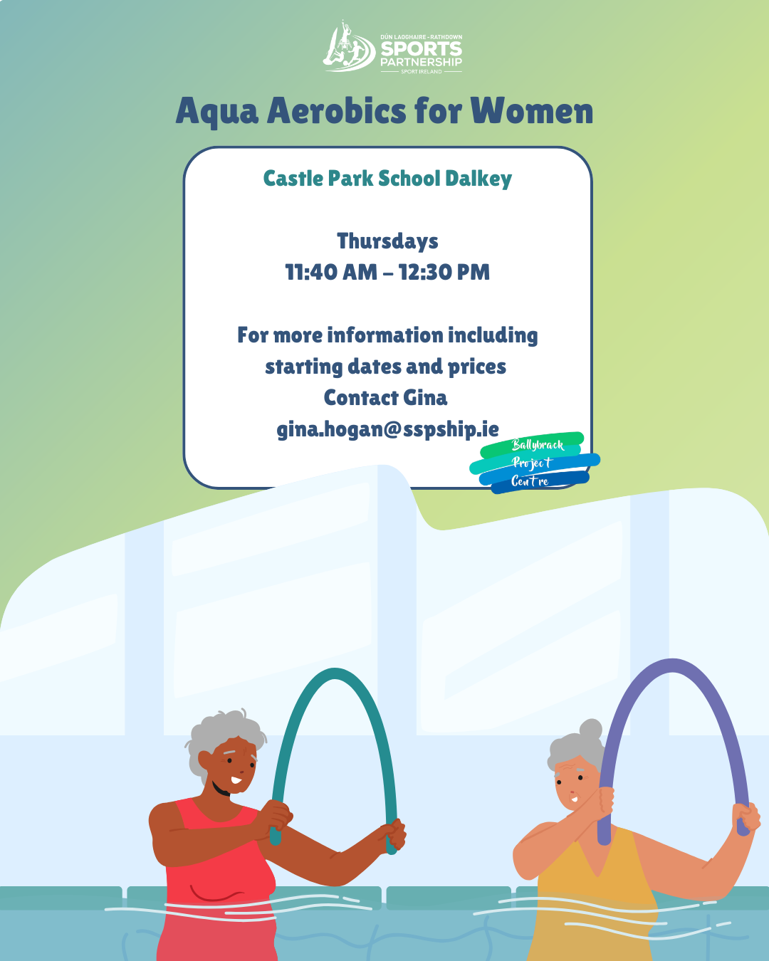 A poster for Aqua Aerobics in Dalkey